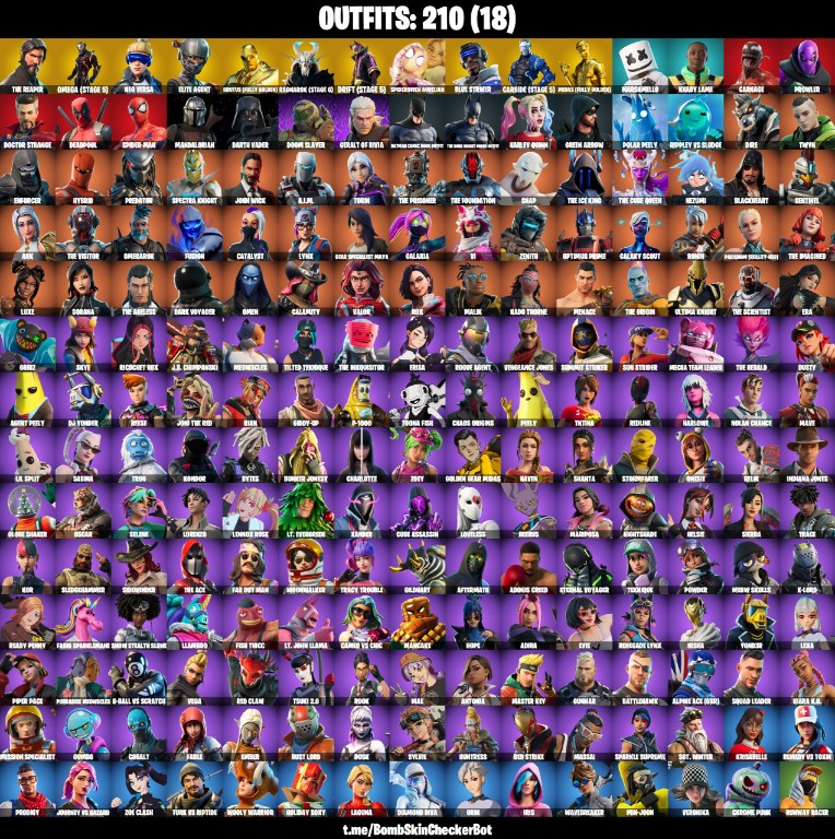 Fortnite Account ( PLAYSTATION / XBOX / PC / MOBILE / NINTENDO ) The Reaper, Full Omega, Neo Versa, Candy Axe, Rambunctious, Reapers Back, Reapers Skull, Take The L, Take The Elf (210 Skins)