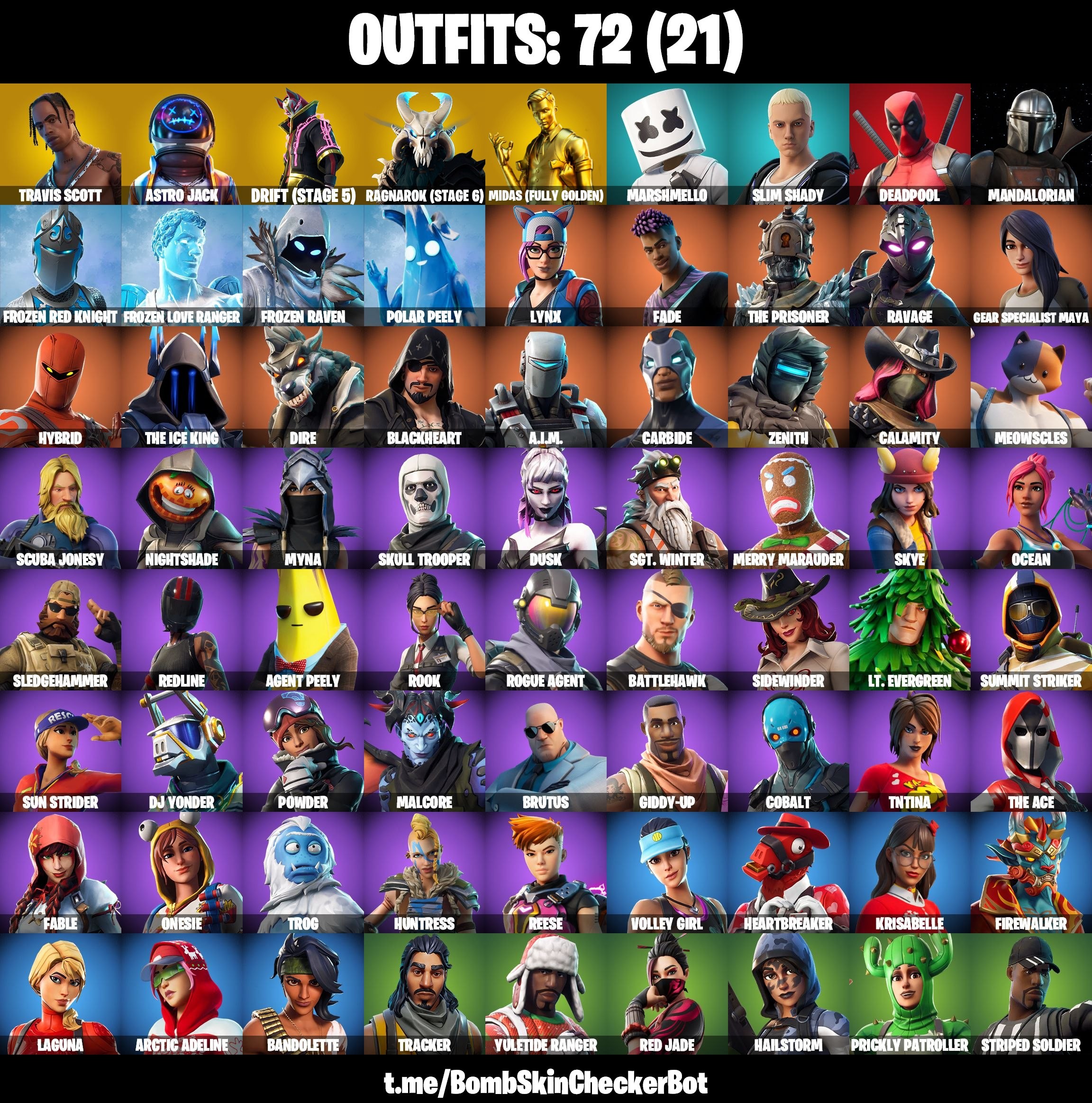 Fortnite Account ( PLAYSTATION / XBOX / PC / MOBILE / NINTENDO ) Travis Scott, Astro Jack, The Ice King, Point it Out, Hot Marat, Take The Elf, Rage, Travis Scotts Emote, Scotti Dog (72 Skins)