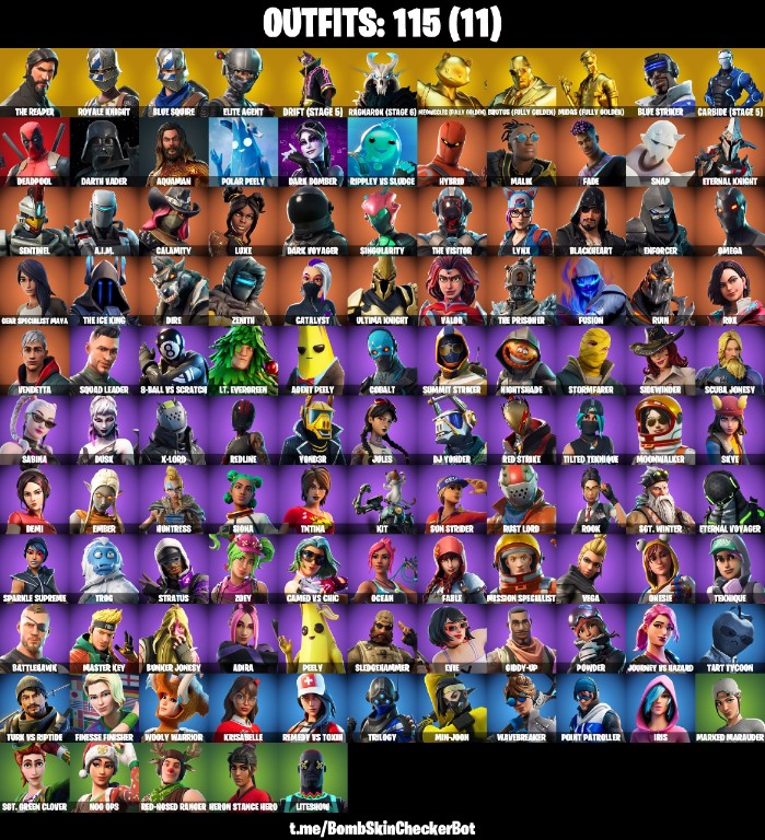 Fortnite Account ( PLAYSTATION / XBOX / PC / MOBILE / NINTENDO ) The Reaper, Blue Squire, Elite Agent, Take The L, Take The Elf, Blue Striker, Reaper Axe, Reapers Skull, Blue Squires Shield (115 Skins)