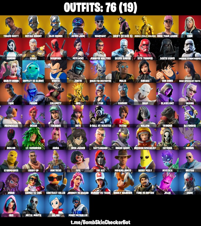 Fortnite Account ( PLAYSTATION / XBOX / PC / MOBILE / NINTENDO ) Travis Scott, Blue Squire, OG STW, Rogue Agent, Snowflake, Scotti, Scorcher, Travis Scotts Emote (76 Skins)