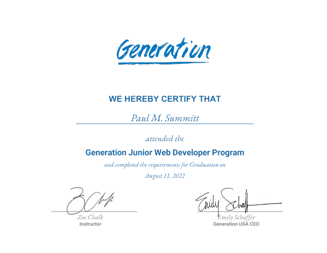 Generation USA Jr Web Developer