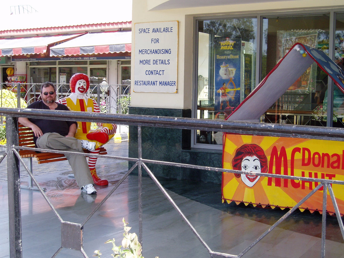 Me Sitting with Ronald McDonald at the Taj Mahal - India 2004