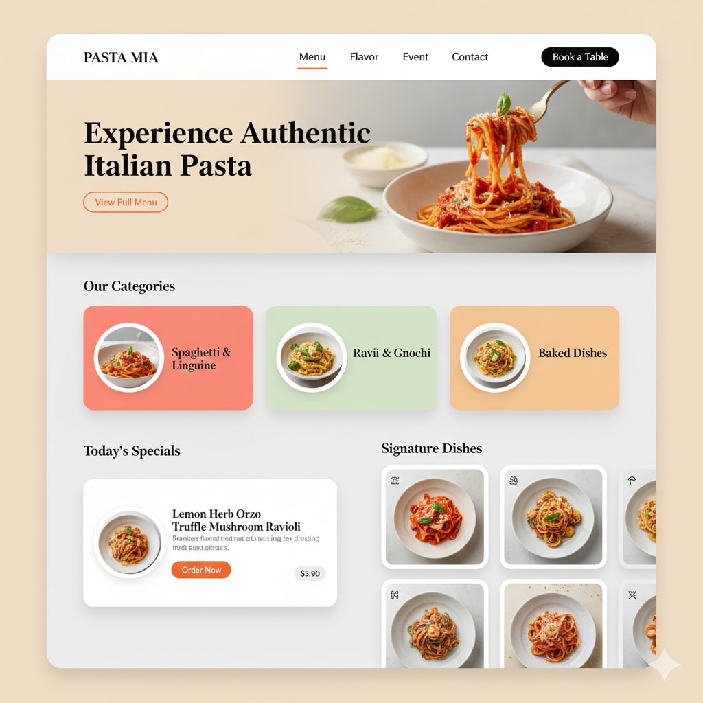 Pasta Bistro restaurant website template