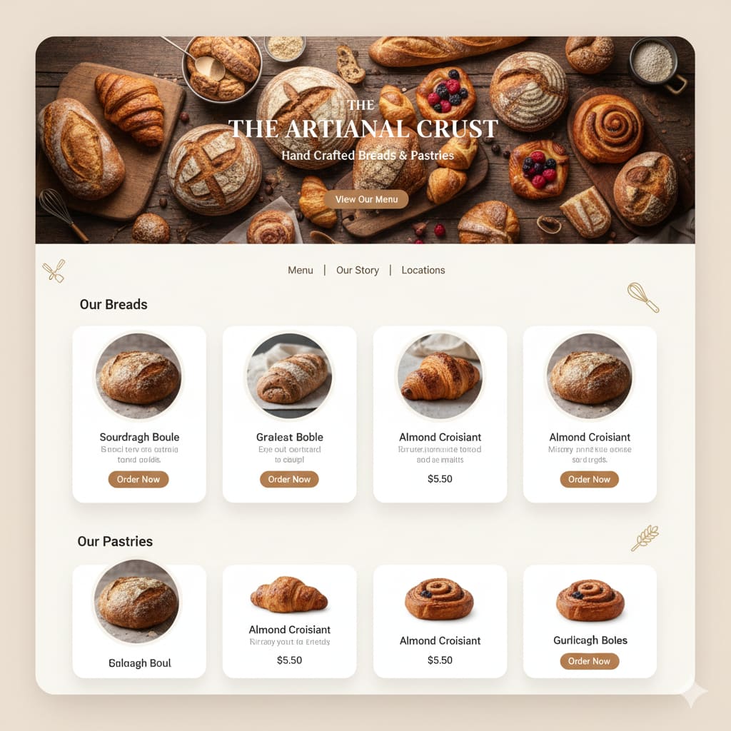 Bakery restaurant website template
