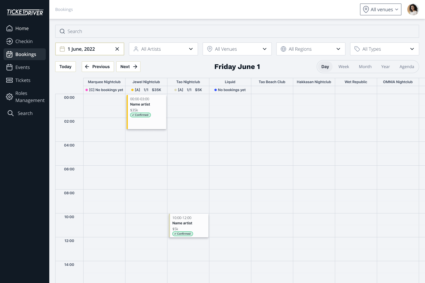 Bookings Light Day