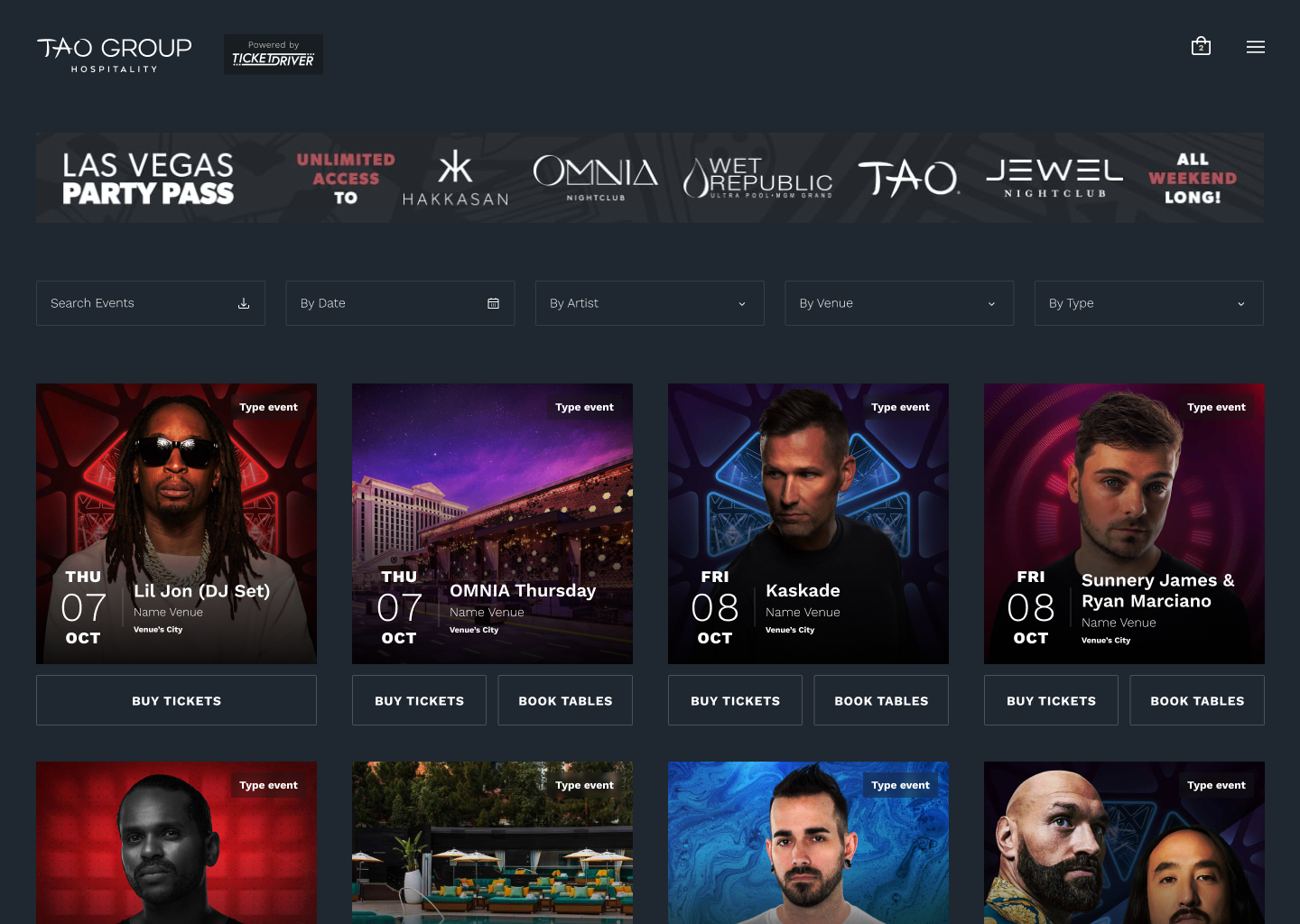 Event list Website 