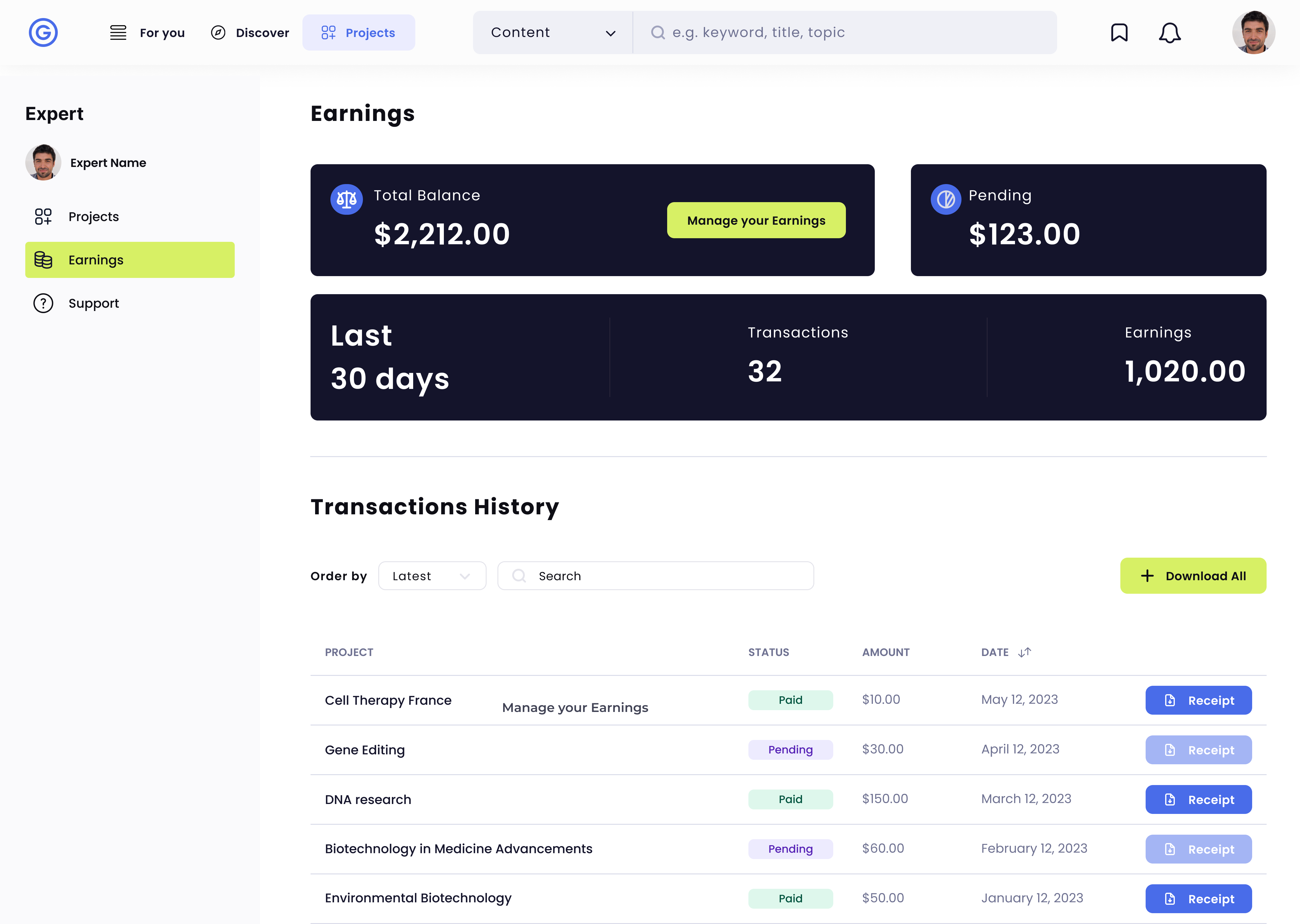 expert billing information