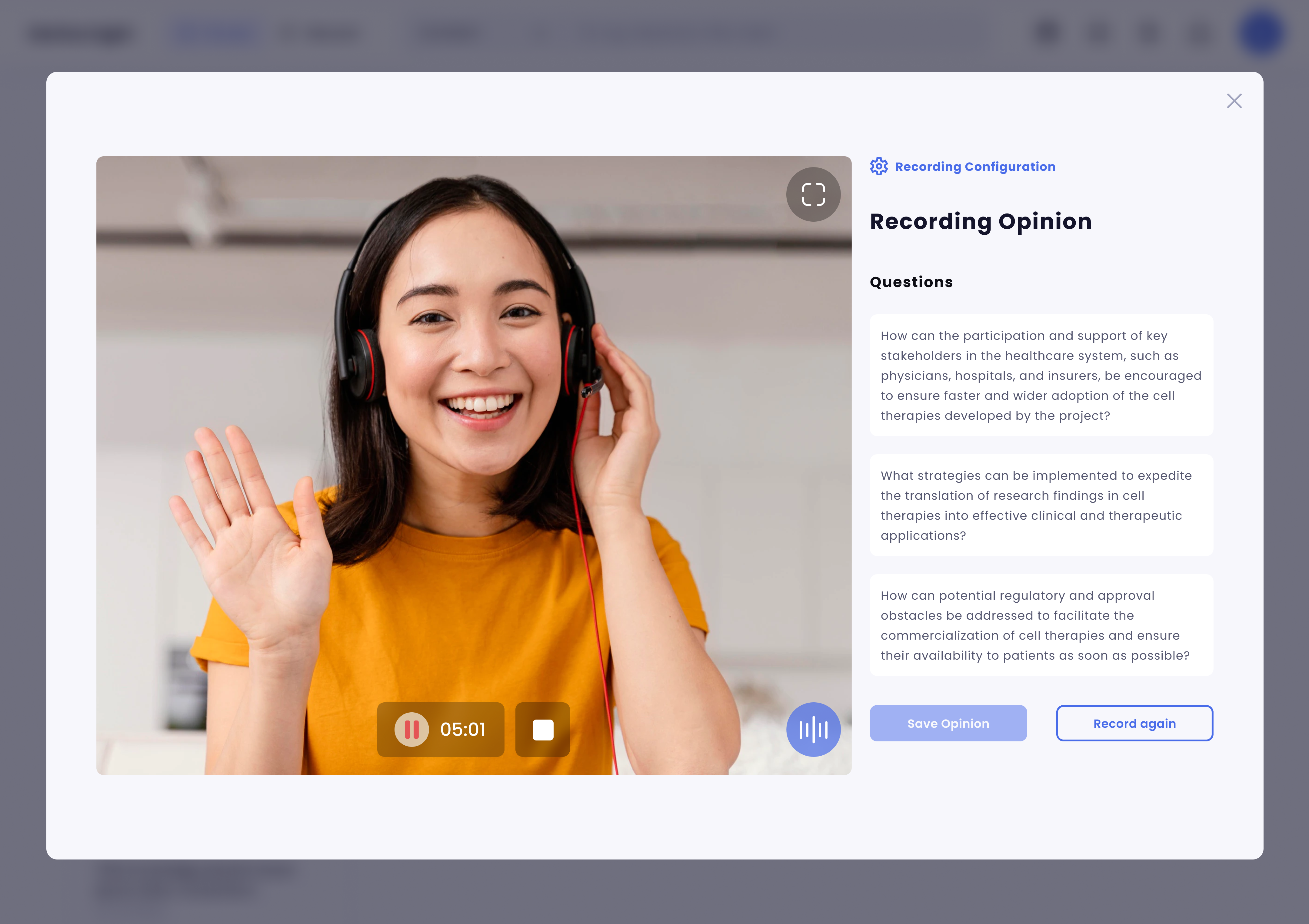 expert recording modal