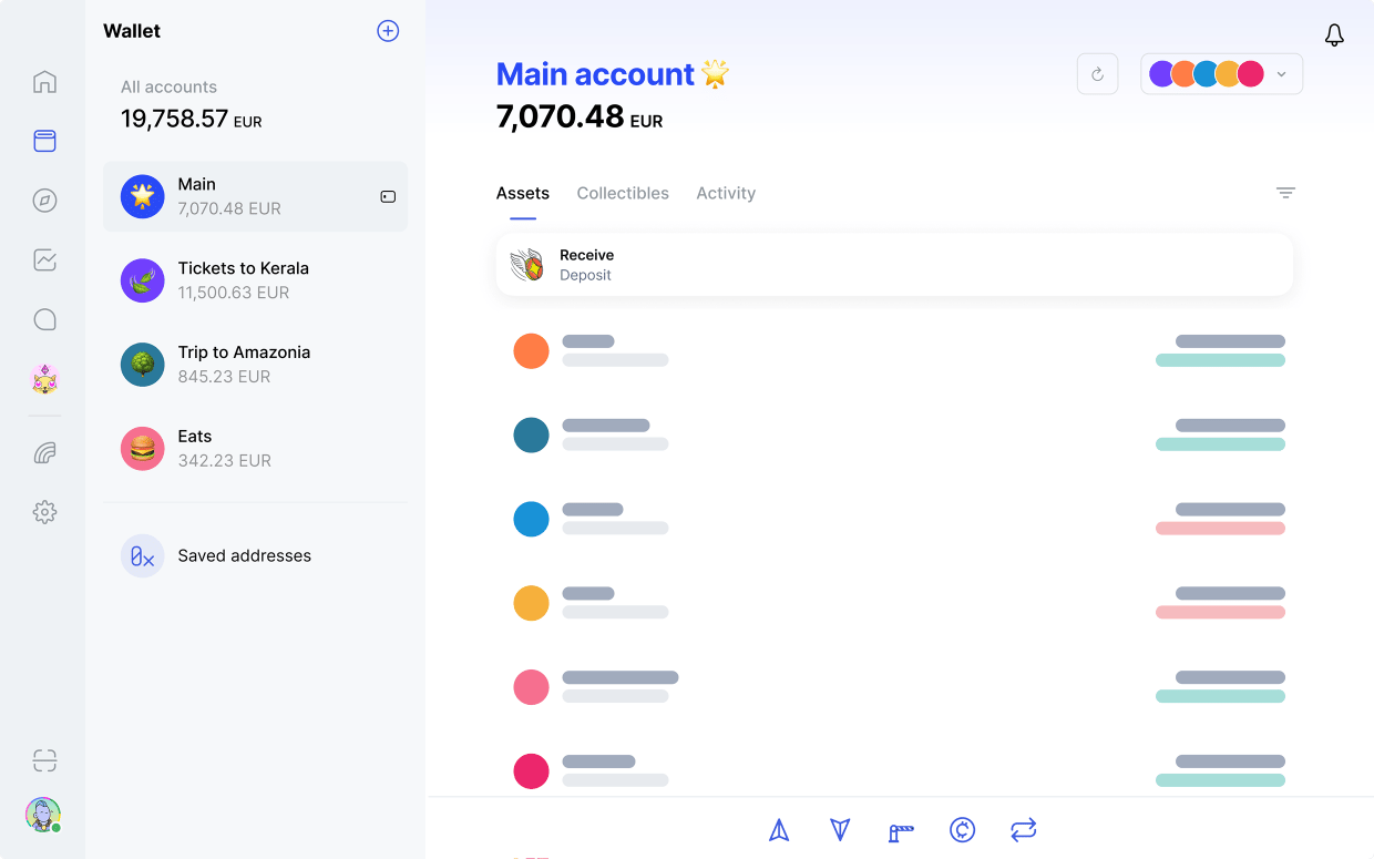 Desktop screenshot showing the wallet feature included in the Status app