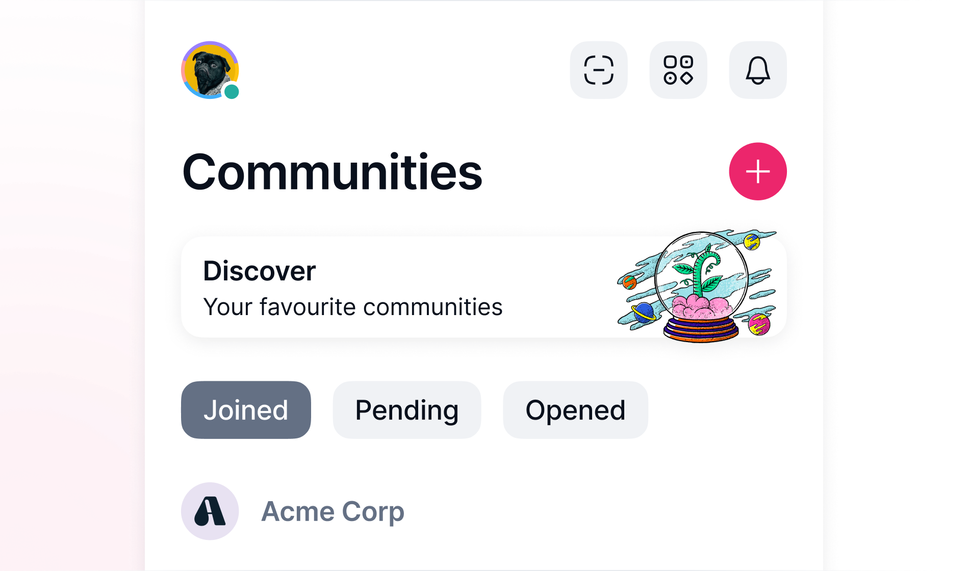 A header image of the Communities section.