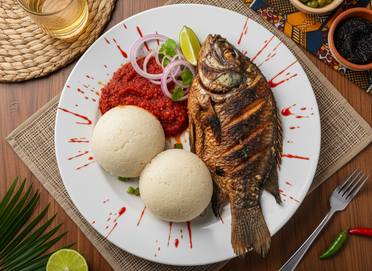 Banku with Tilapia