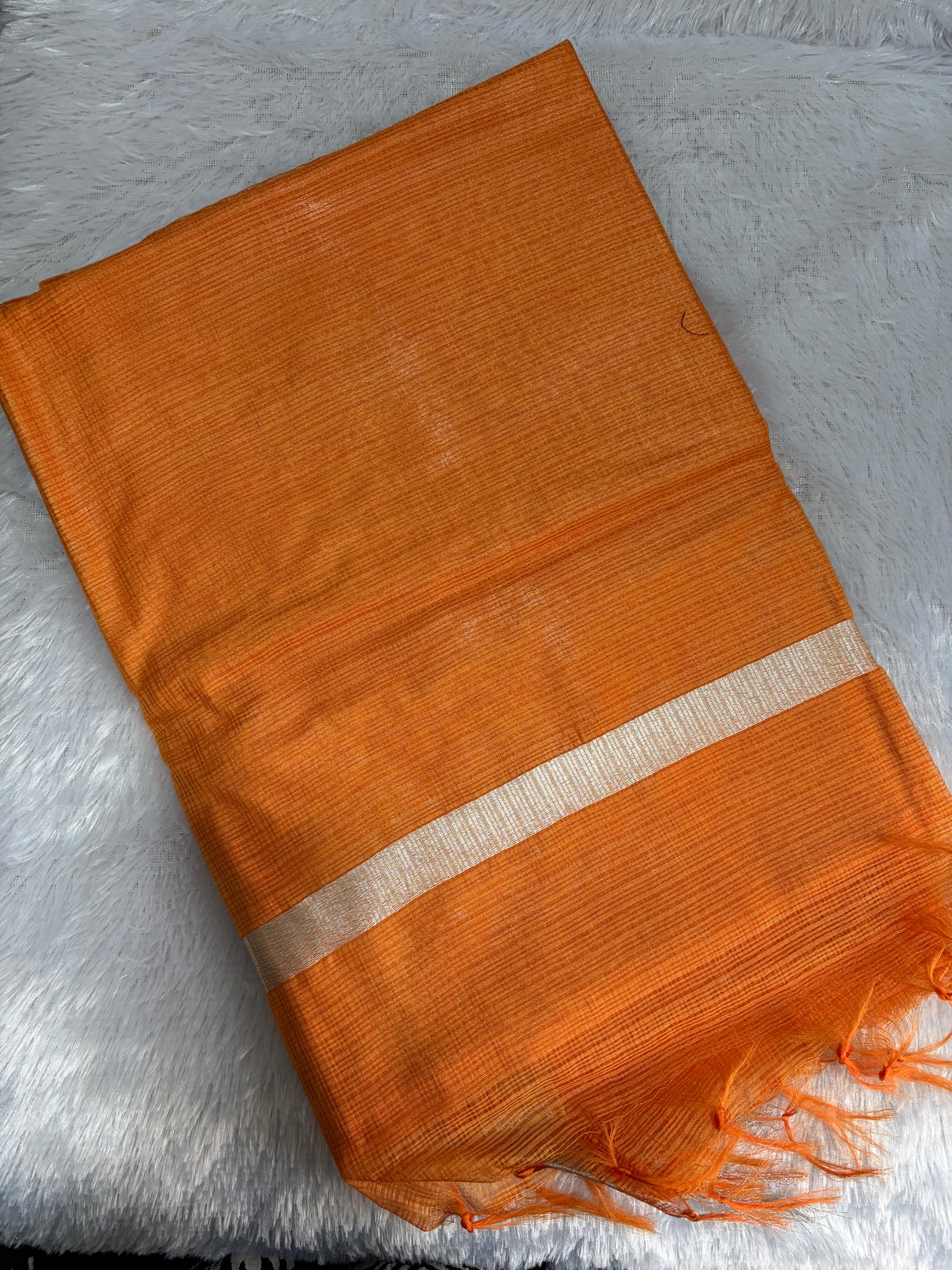Kota doria silk saree-rust orange alternate