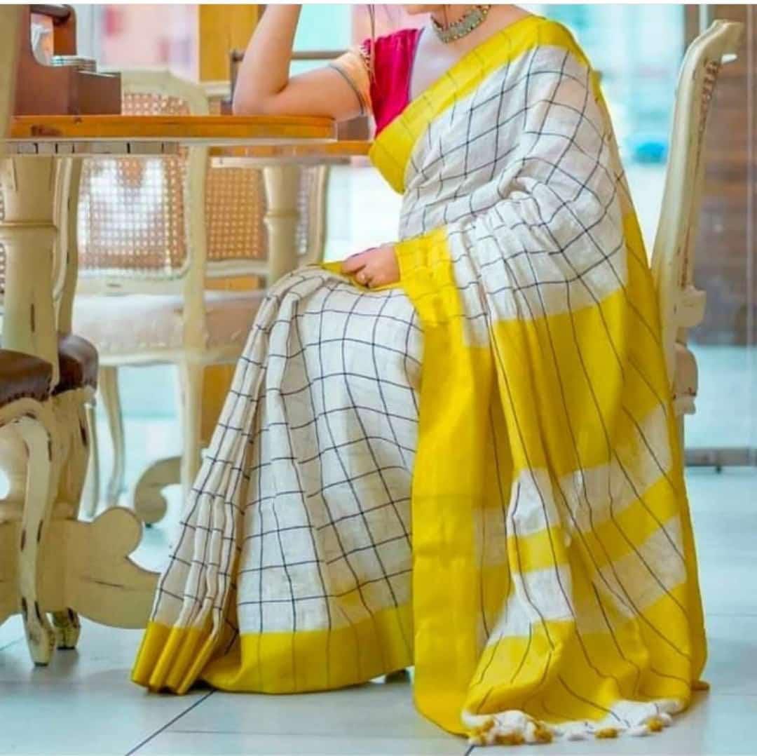 Pure lien by linen saree