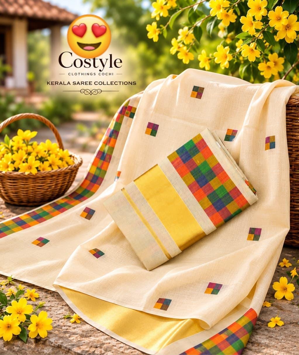 Madras check saree-tissue