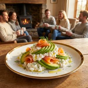 Easy Cottage Cheese Salad with Smoked Salmon and Avocado
