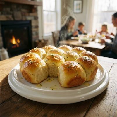 Easy Soft Sour Cream Dinner Rolls with Garlic Butter