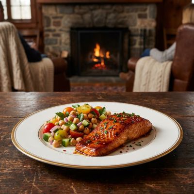 Delicious Spicy Salmon with Chickpea Salad Recipe