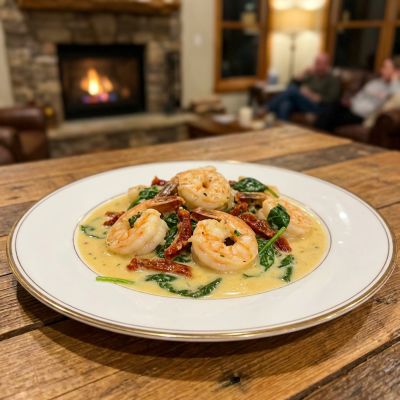 Dîner Crémeux aux Crevettes à lAil Simple et Délicieux