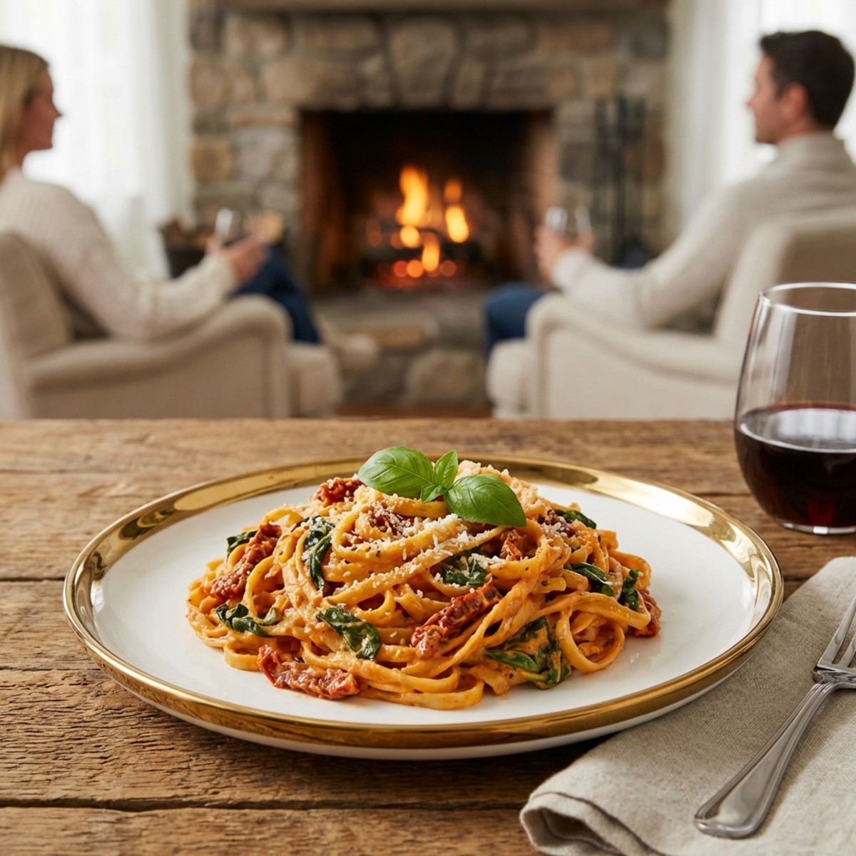Creamy Sun-Dried Tomato Pasta with Spinach Recipe