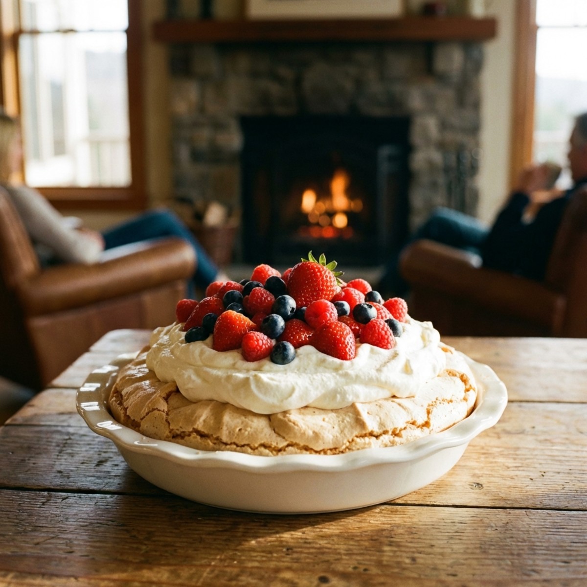 Classic Pavlova with Fresh Berries and Whipped Cream