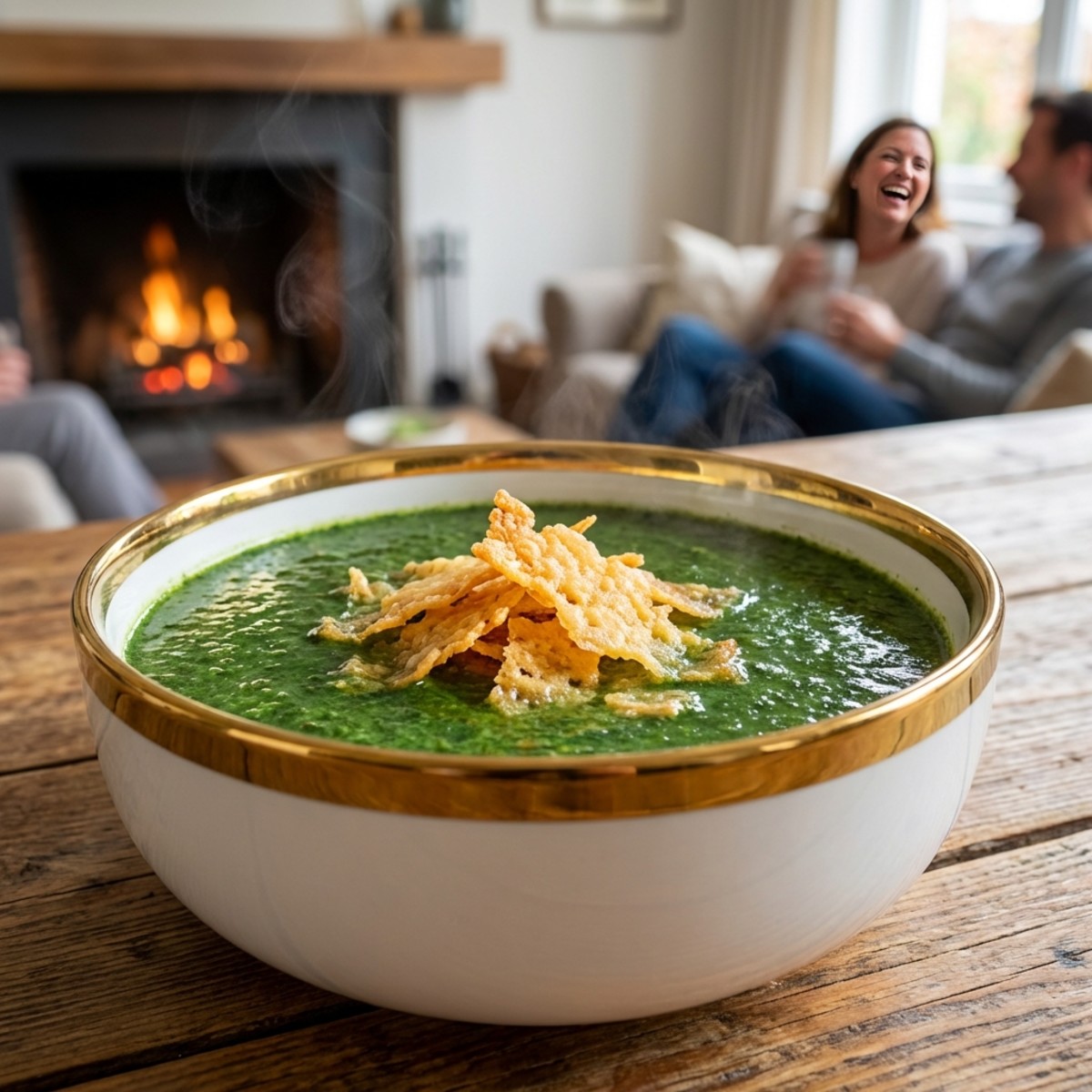 Molokhia Soup with Grana Padano Chips Delightful D