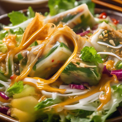 Delicious Spring Roll Salad with Spicy Ginger Dressing