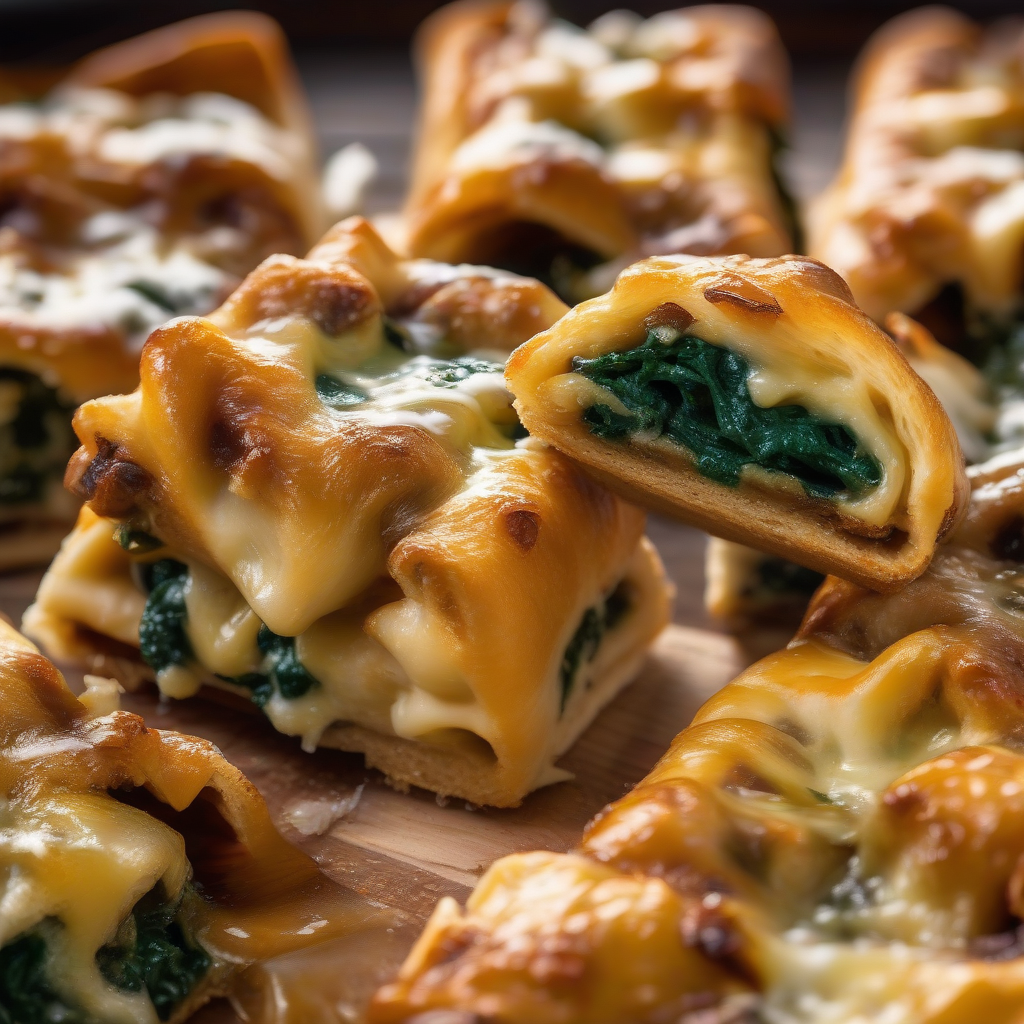Caramelized Onion & Spinach Pizza Rolls