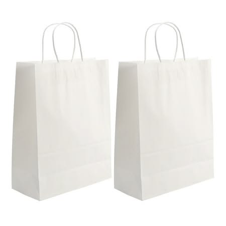 Mafuco White Handled Twisted Bags Small