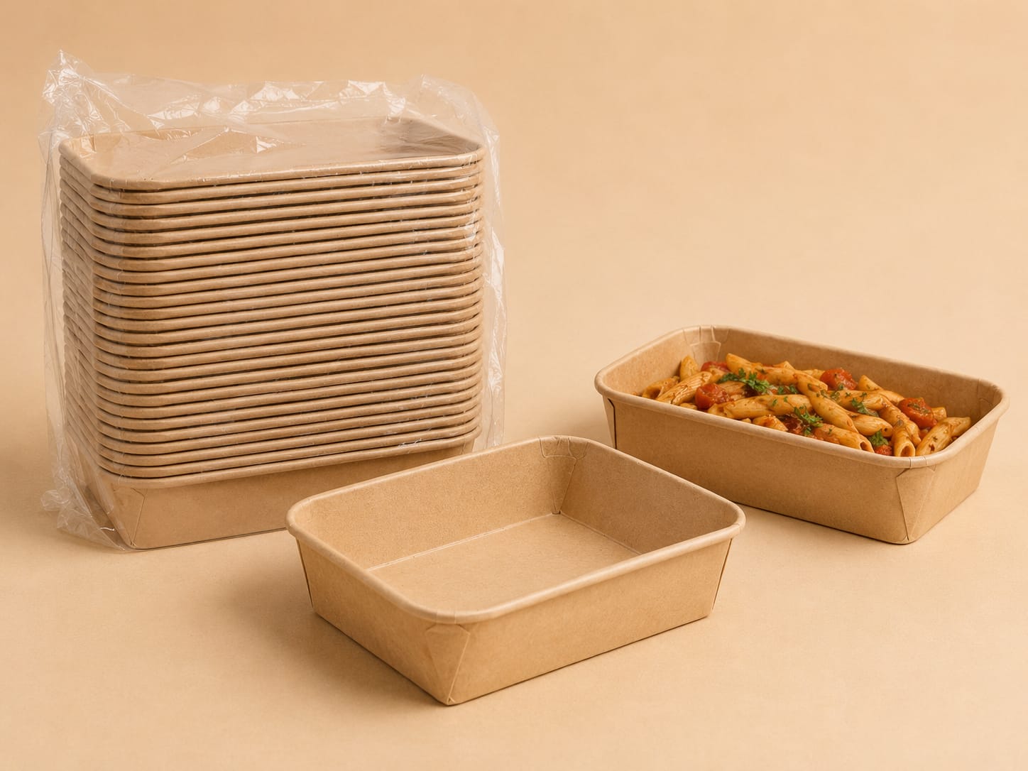 Tech Paper Rect Tub 500ML Kraft