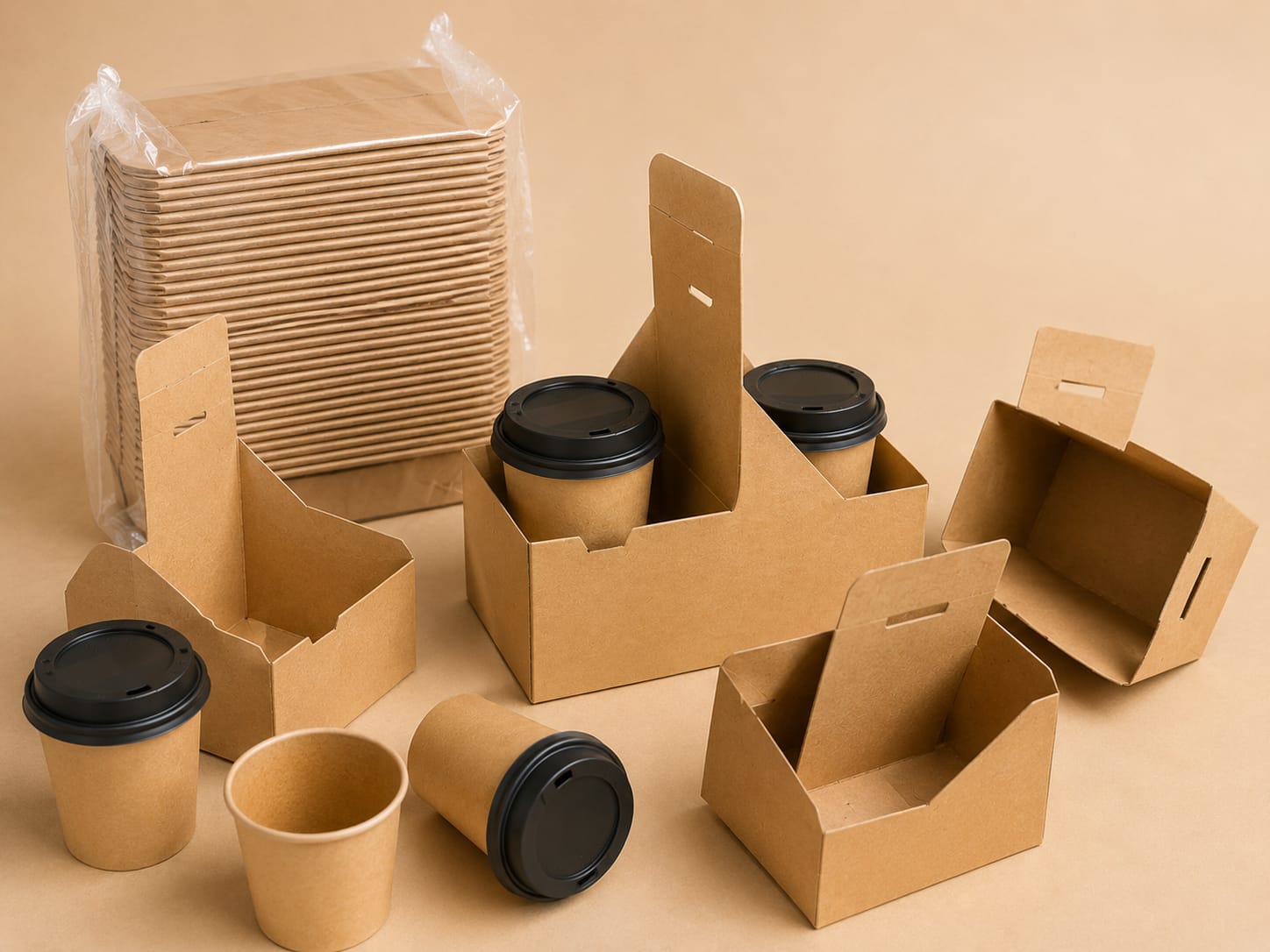 Tech 2 Cup Carrier with Handle Kraft