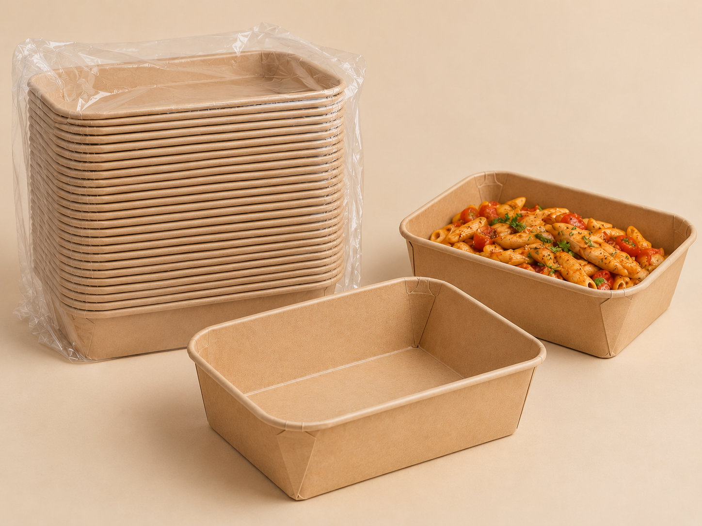 Tech Paper Rect Tub 750ML Kraft