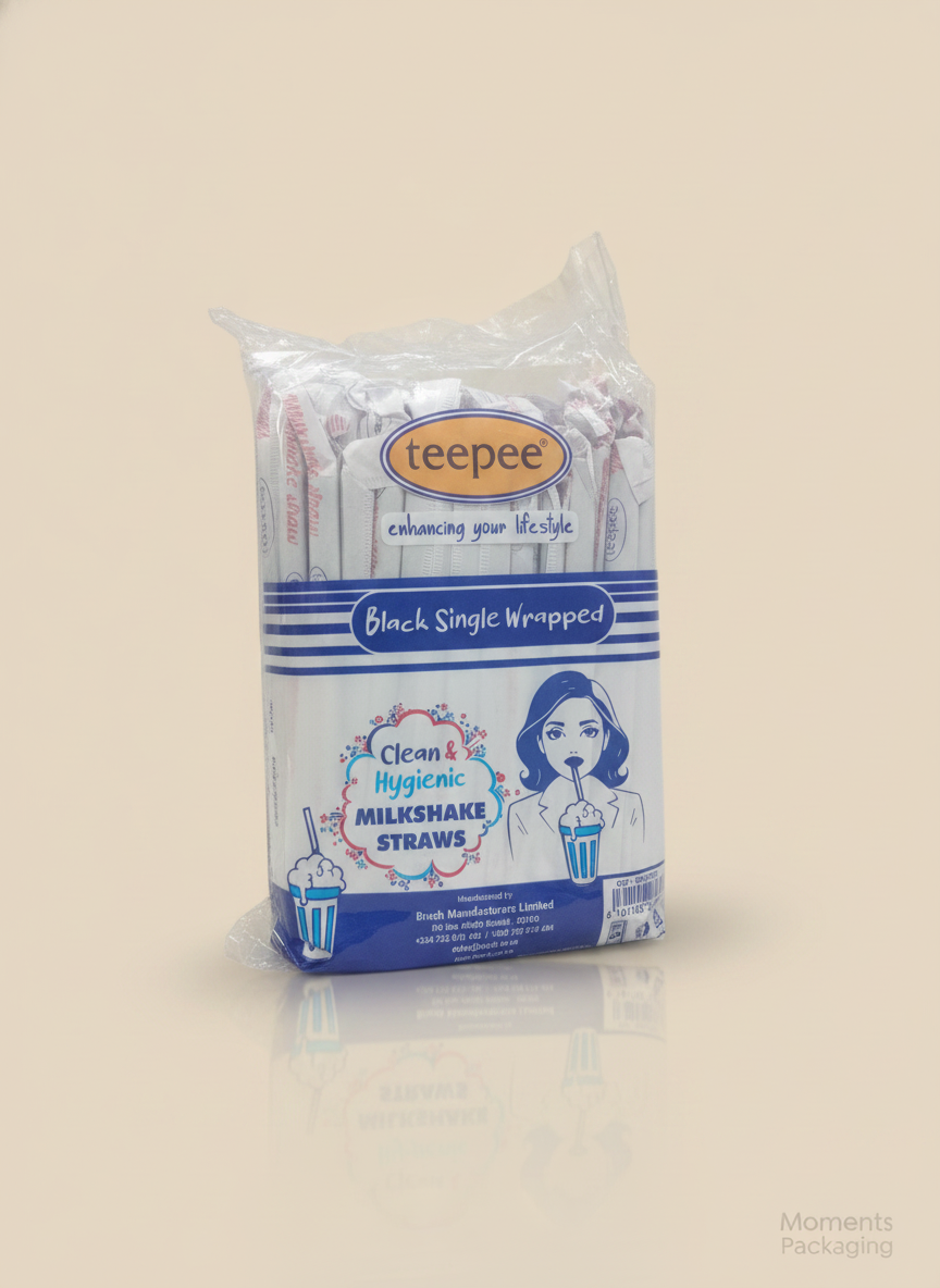 Teepee DS7 Black Wrapped Milkshake Straw