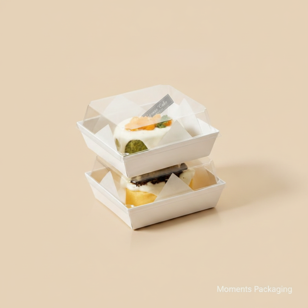 White Dessert Box with Clr Lid 5 Inch