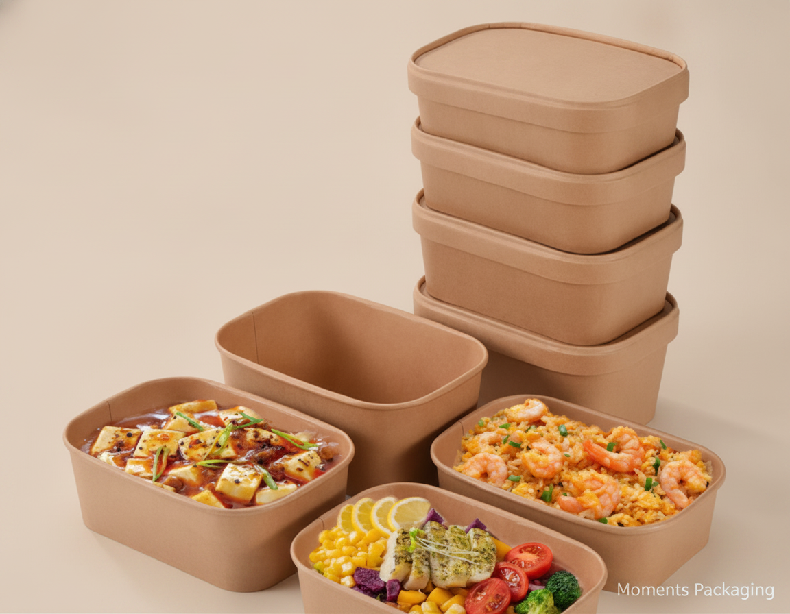 Pan Kraft Rectangle 500ML +paper Lids