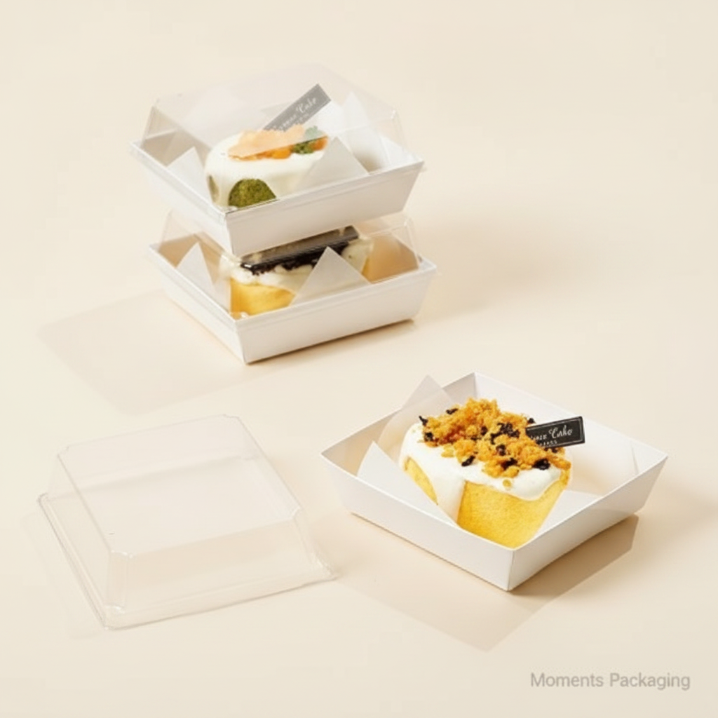 White Dessert Box with Clr Lid 4 Inch