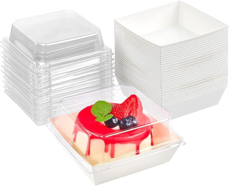 White Dessert Box with Clr Lid 6 Inch