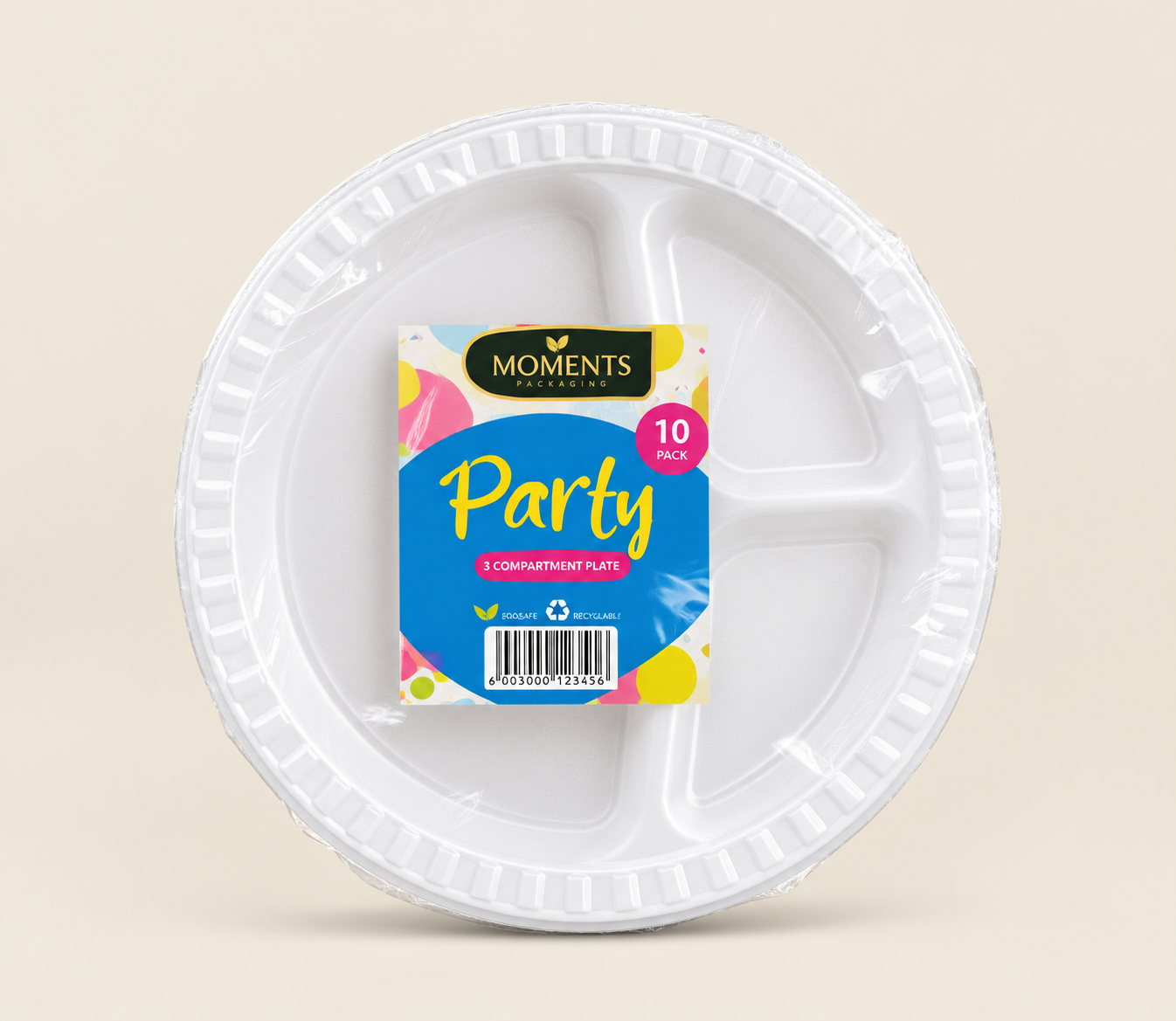 Tech Disposable 11-Inch White 3-Part Plate
