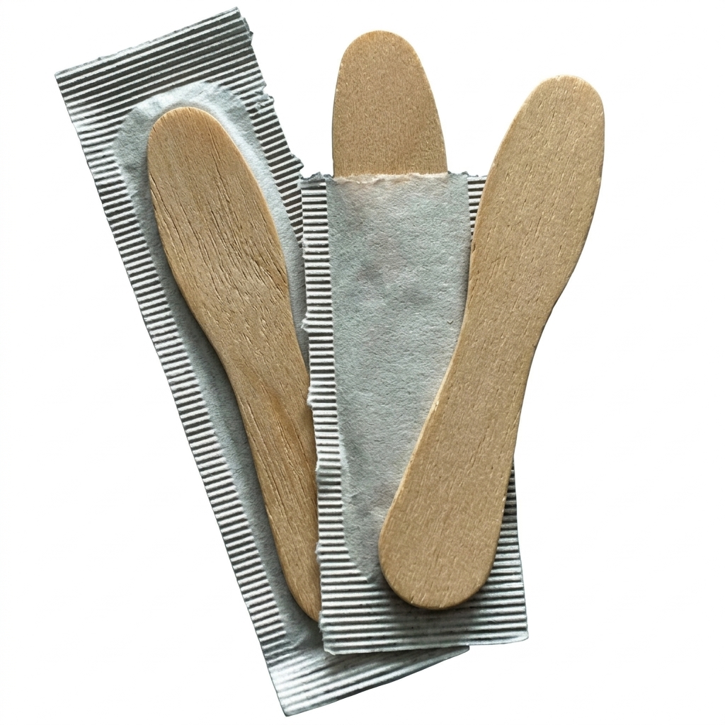 Pan Ice Cream Wooden Spoon Sticks Wrapped