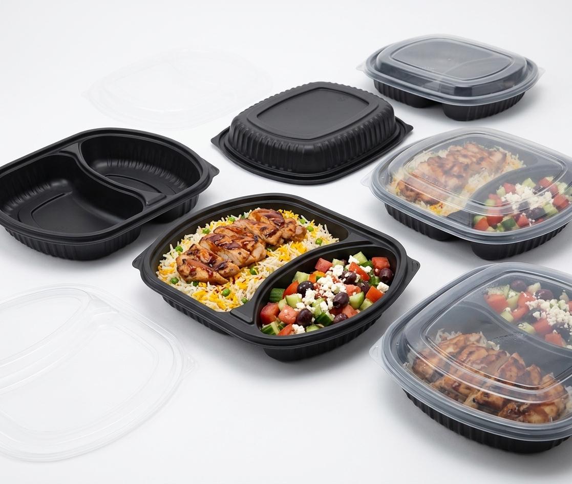 Pan Black Microwave Container 2-Part