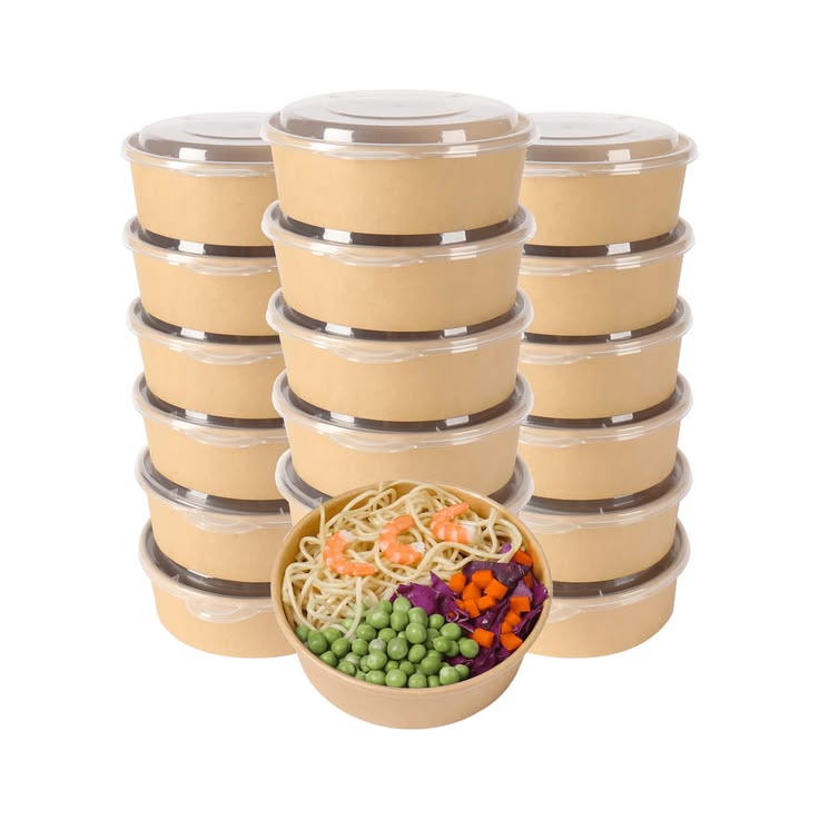 Pan 750ml Kraft Round Salad Bowl