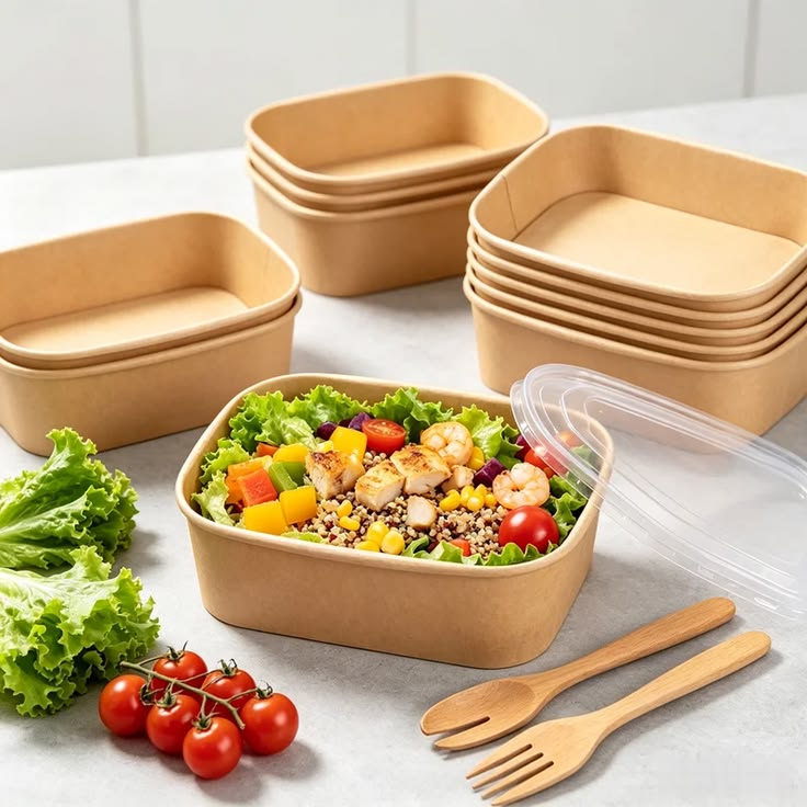 Pan 750ml Kraft Rectangle Container