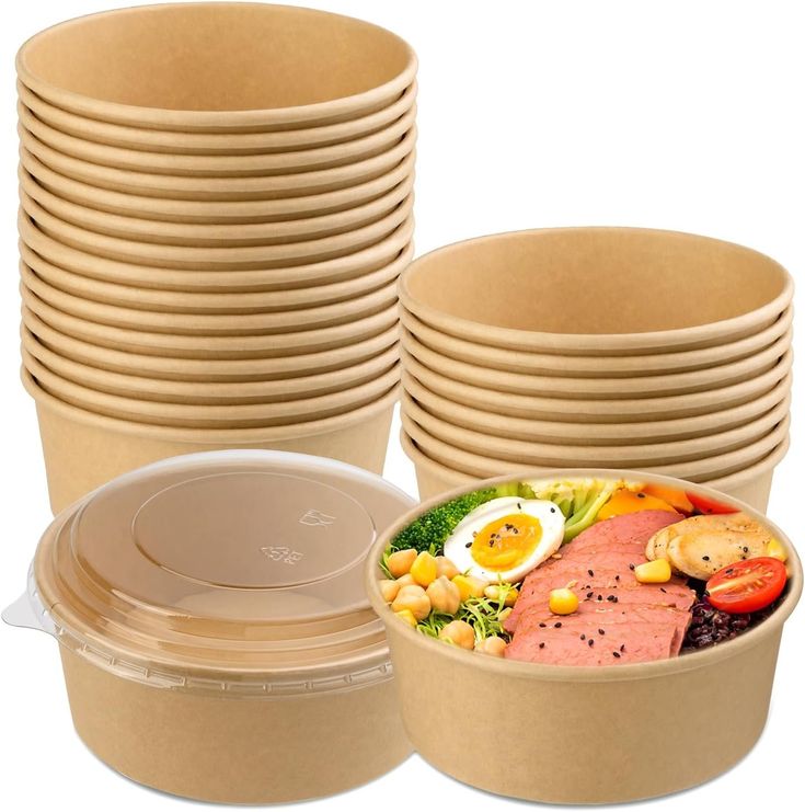 Pan 1000ml Kraft Round Salad Bowl