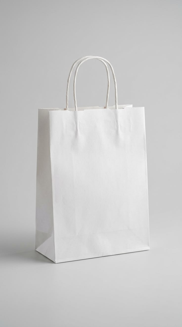 Mafuco White Handled Twisted Bags Small