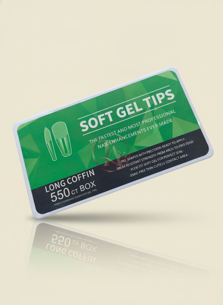 SOFT GEL TIPS , LONG COFFIN