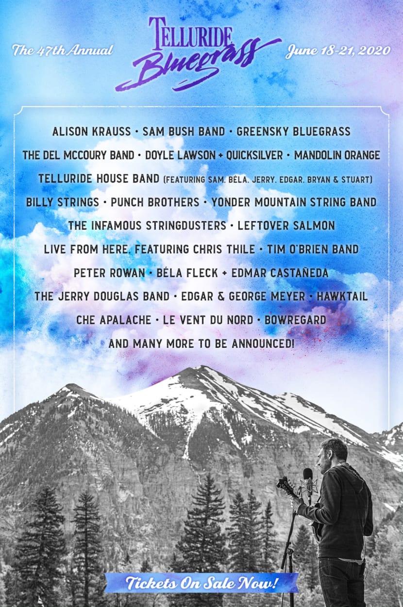 Telluride Bluegrass Festival Tickets and Lineup June 1821, Telluride, CO