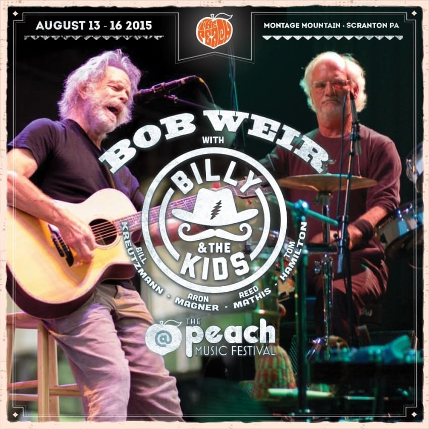 Billy & The Kids With Bob Weir Peach Music Festival 2015 Poster Grateful Dead
