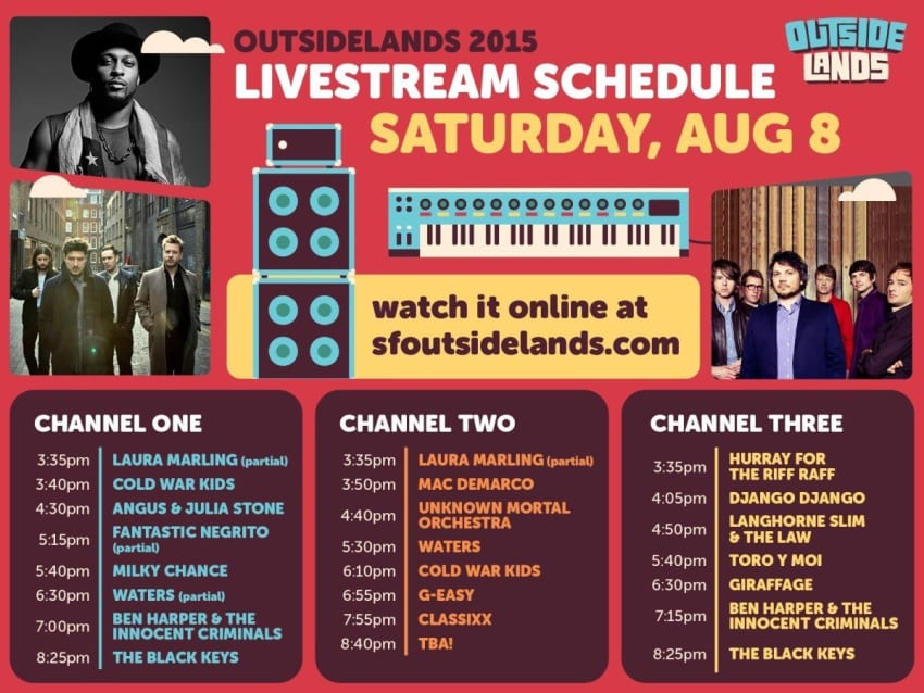 Outside Lands 2015 Saturday Livestream Schedule Poster