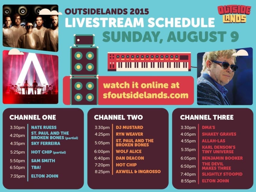 Outside Lands Sunday Livestream Schedule Poster