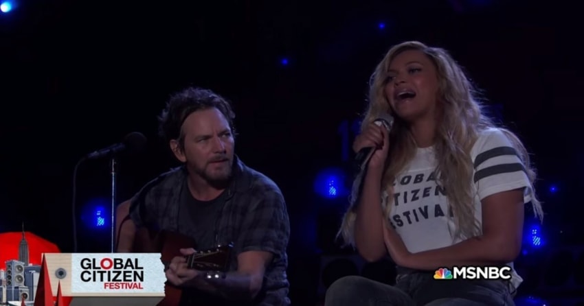 Eddie Vedder & Beyonce At Global Citizen Festival