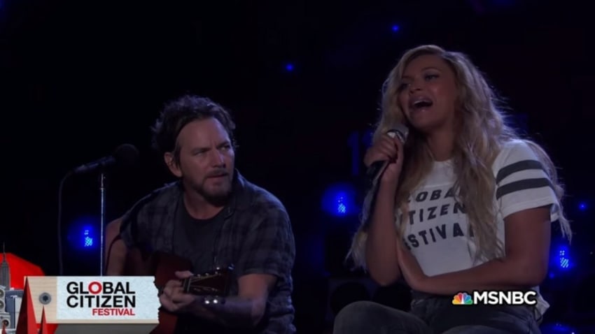Beyonce Guests With Pearl Jam At Global Citizen Festival